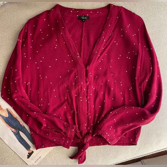 Rails Sloane Rogue Gradient Stars Button Down V-Neck Shirt In Dark Red Size M - Picture 10 of 14